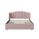 preview thumbnail 4 of 16, Upholstered Platform Bed with Wingback Headboard and 4 Drawers, No Box Spring Needed, Linen Fabric, Queen Size Pink