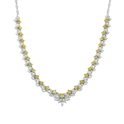 House Of Leon 18K White Gold Yellow Diamond Necklace 21.88ct