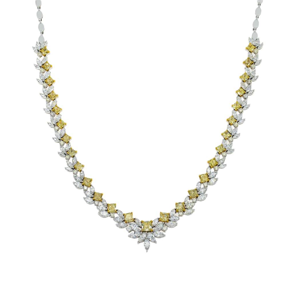 House Of Leon 18K White Gold Yellow Diamond Necklace 21.88ct