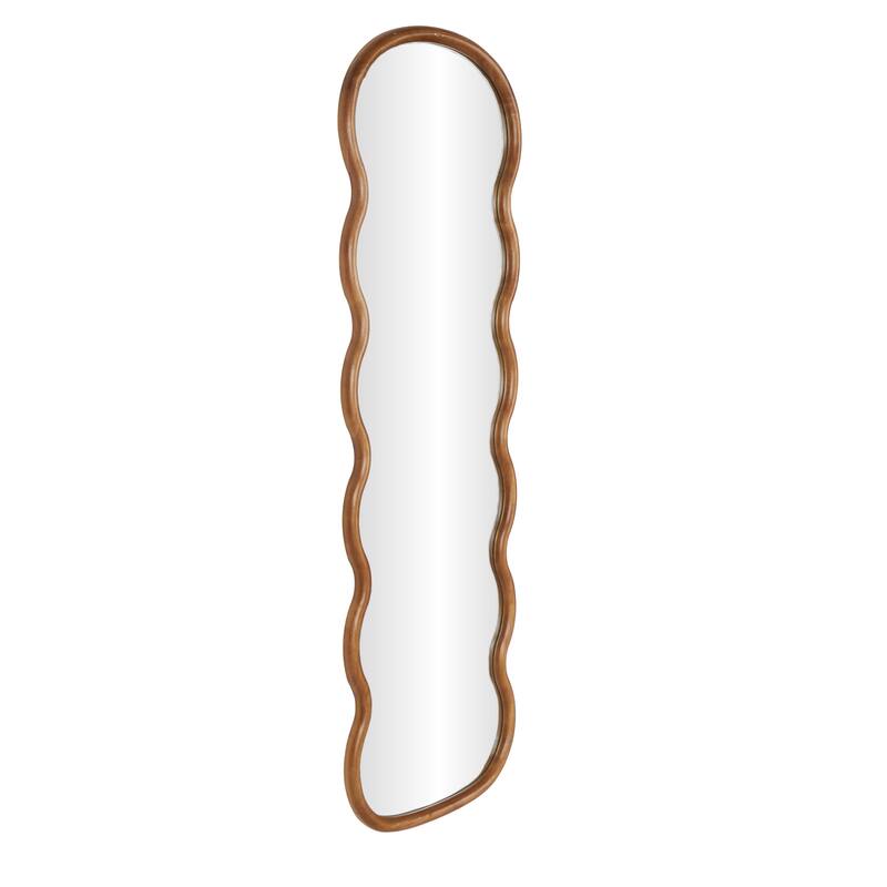 Brown Wood Wavy Room Wall Mirror
