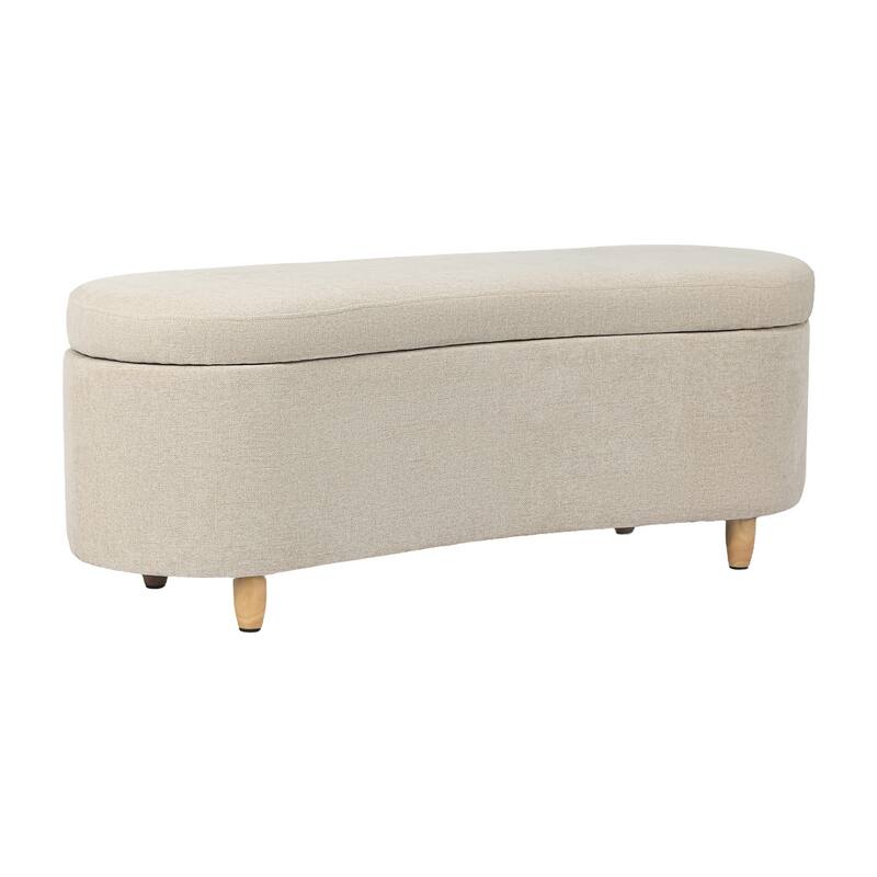 Adeco Curved Upholstered Storage Bench for Bedroom