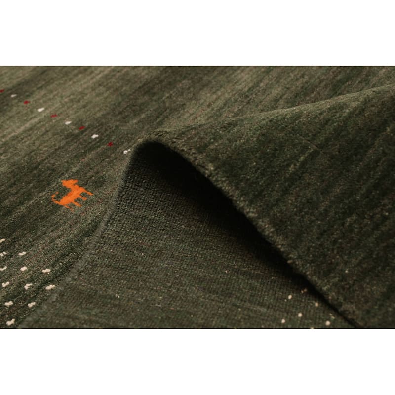 ECARPETGALLERY Hand Loomed Kashkuli Gabbeh Dark Green Wool Rug - 5'1 x 7'11