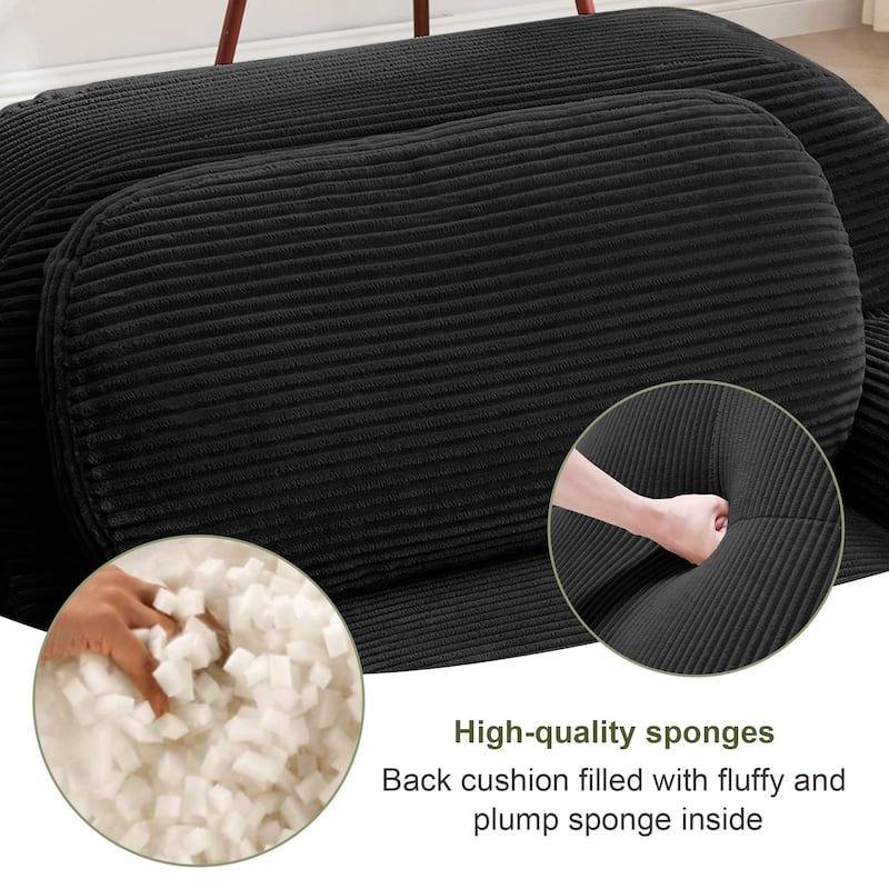 Rossetta 3-Seat Simplified Anti-Slip Style Premium Corduroy Fabric Modular Sectional Sofa with Curved Armrests