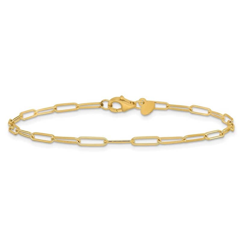 Curata 14k Yellow Gold Polished 2.6mm Paperclip Link Bracelet Options: 7" 8"