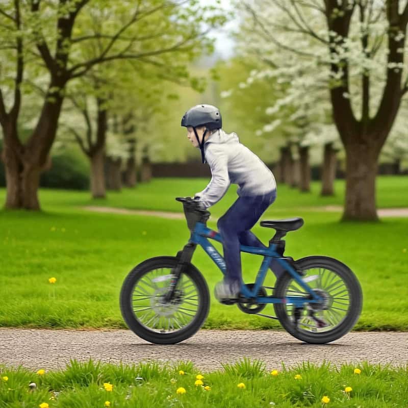 20 Inch Kids Mountain Bike for Boys & Girls Ages 6-12, 7-Speed Steel Frame with Front Suspension & Disc Brakes