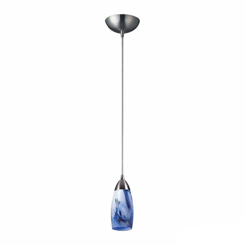 Elk Home Milan Satin Nickel With Multicolored Glass 1 Light Pendant