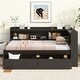 preview thumbnail 8 of 12, Rubber Wood Twin Loft Bed w/Storage Cabinet,Drawers and Pull Out Desk Espresso - Twin