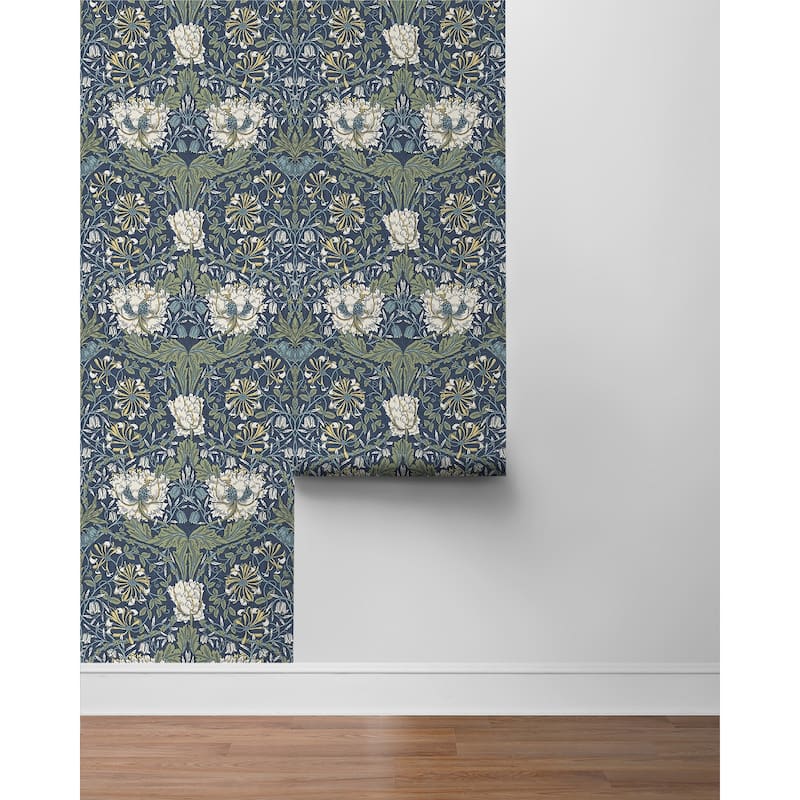 NextWall Ogee Flora Peel and Stick Wallpaper - 20.9 in. W x 18 ft. L