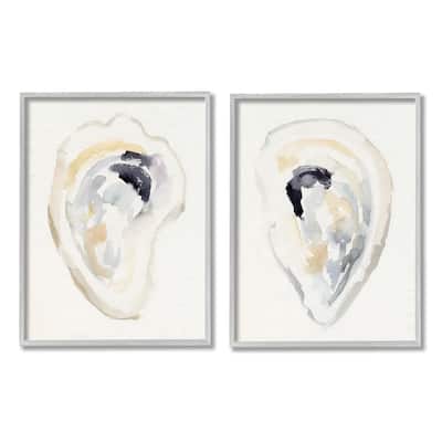 Stupell Abstract Watercolor Detail Oyster Clam Shell Framed Wall Art - Beige