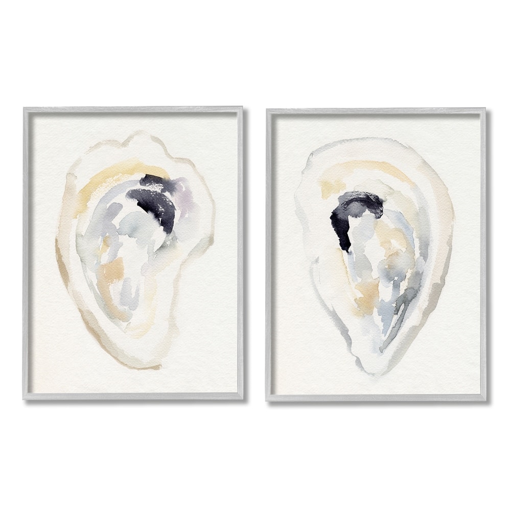 Stupell Abstract Watercolor Detail Oyster Clam Shell Framed Wall Art - Beige