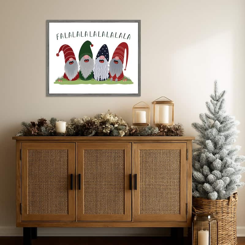 Fa la la la la gnomes by Rosana Laiz Blursbyai (28 x 23 in.), Framed Canvas Wall Art Print - Sylvie Greywash