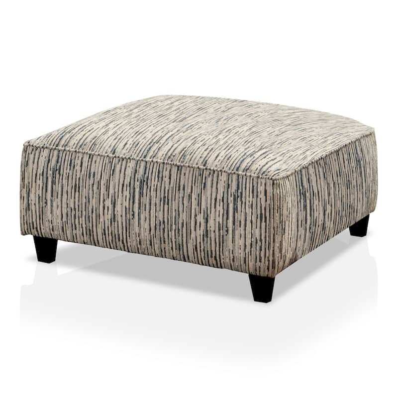 Caledonia Transitional Ivory Chenille Upholstered Cocktail Ottoman by Furniture of America