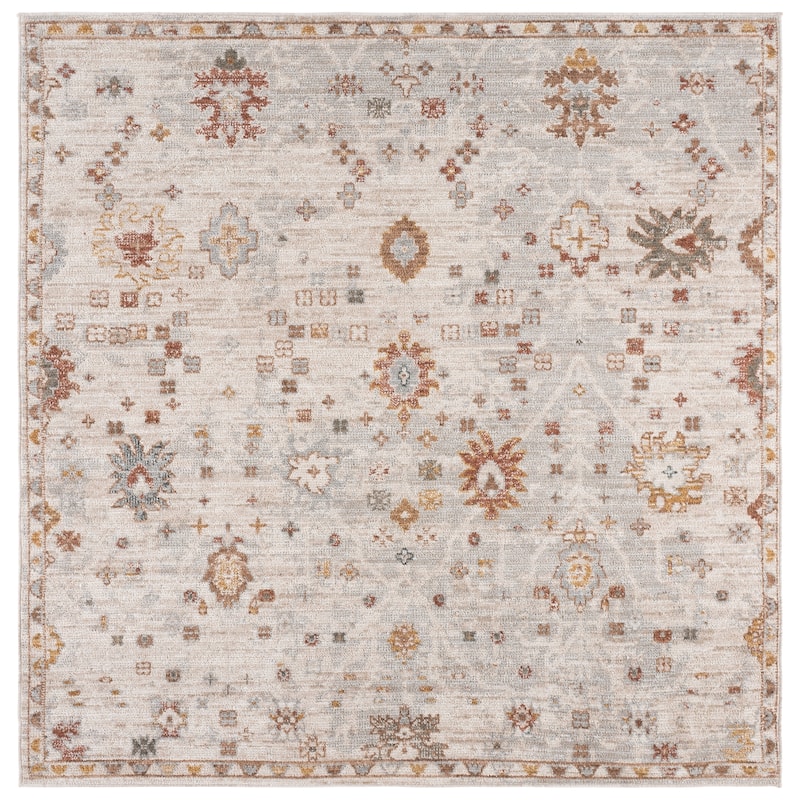 SAFAVIEH Vintage Rosewood Haideh Rug - 6'3" Square - Ivory/Grey Rust