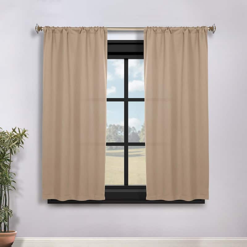 Superior Solid Machine Washable Room Darkening Semi-Blackout Curtains, Set of 2 - 36" x 63" - Smoked Ash