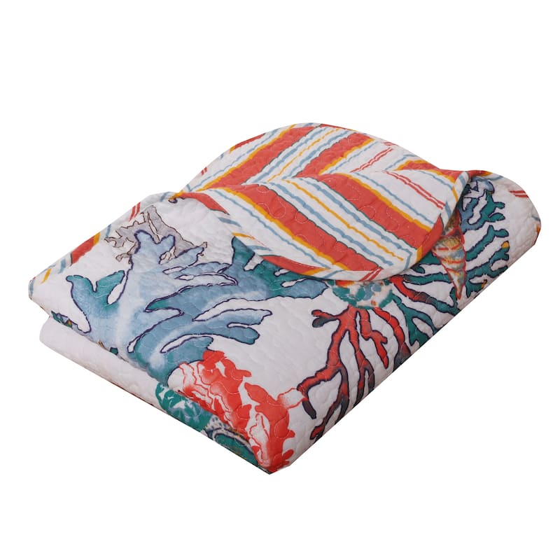 Greenland Home Fashions Atlantis Coastal Throw Blanket - Coral