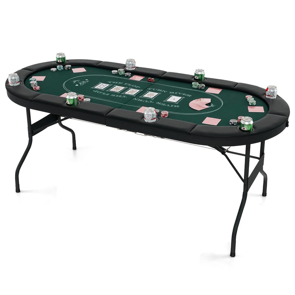 Gymax 8 Player Foldable Poker Table Portable Folding Texas Holdem