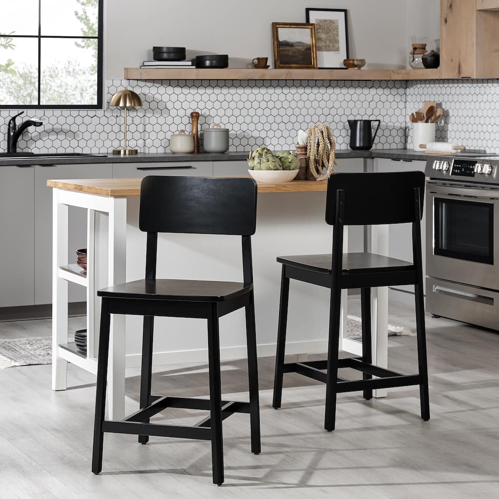 Walker Edison Solid Wood Counter Stool (Set of 2)