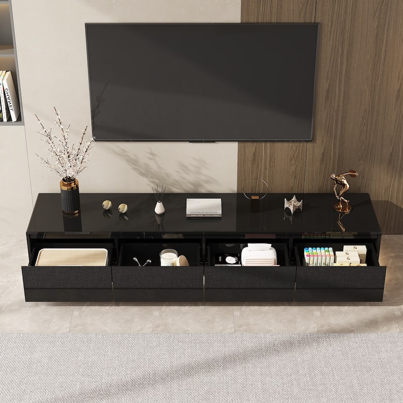 Chic LED-Lit Media Console for Stylish Homes Entertainmnet Center - 70.9"