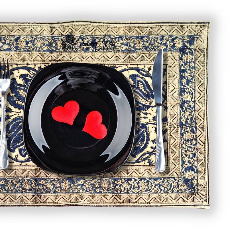 Vegetable Dye Tulip Floral Block Print Tablecloth Collection