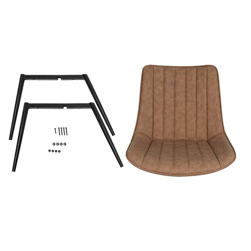 AVAWING Mid-Century Modern Dining Chairs Set of 4 Leather Upholstered Leisure