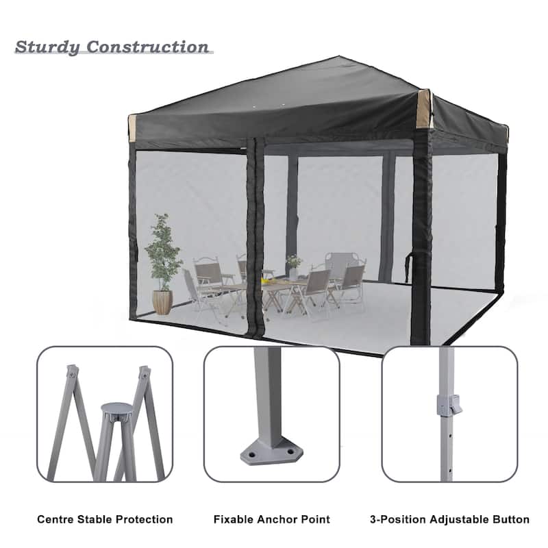 Aoodor 10 x 10 FT Pop Up Canopy Tent Portable Instant Shade Canopy with Netting for Camping, Party and Other Outdoor Events