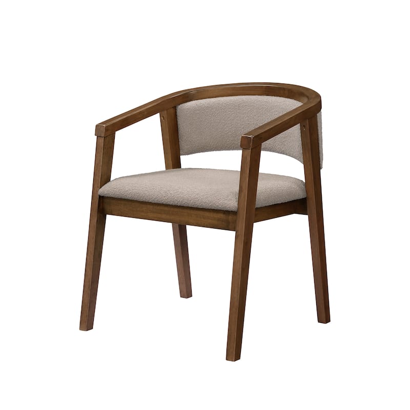 Christopher Knight Home - Noren Mid-Century Boucle Upholstered U-Shaped Dining Chair with Armrest - Set of 2
