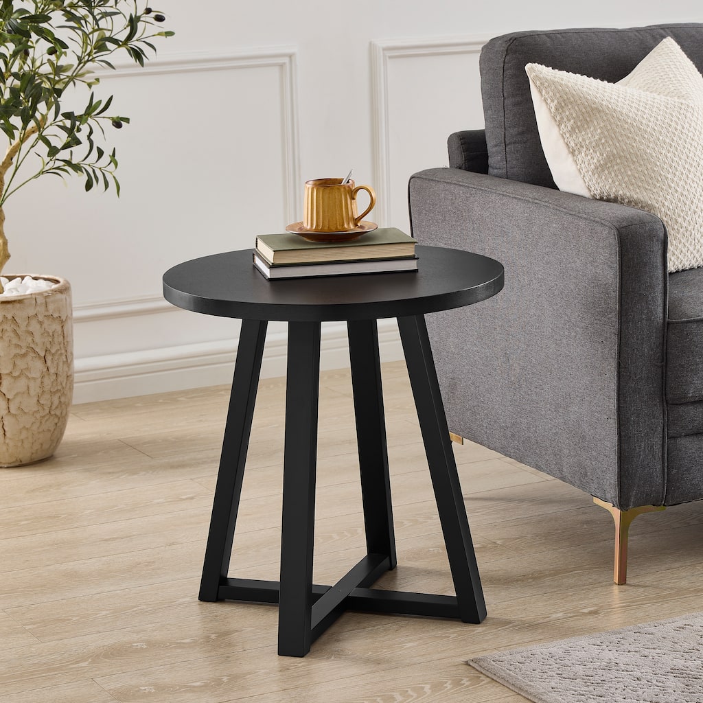Roundhill Furniture Modern Harmony Wood Round End Table
