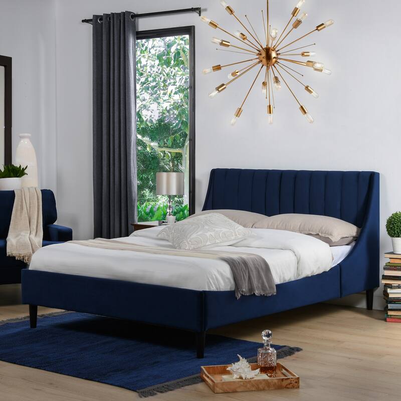 Willow Velvet Upholstered Channel Tufted Platform Bed