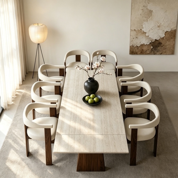 63″ To 94.5″ Extendable Dining Table For 8-10 with Sintered Stone Table top and Metal Base - 94.48"