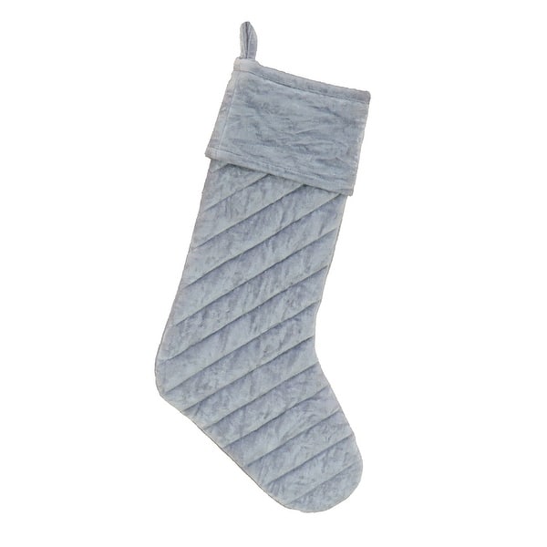 slide 2 of 3, National Tree Company 19 in. HGTV Home Collection Quilted Velvet Stocking, Silver - 10in