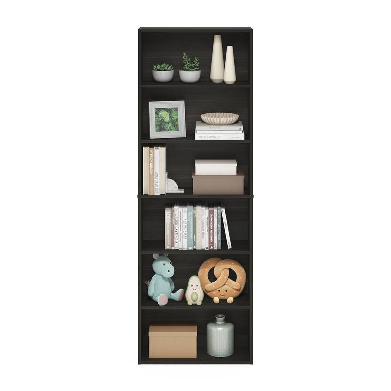 71 in. Tall Espresso Wood 6-Shelf Bookcase
