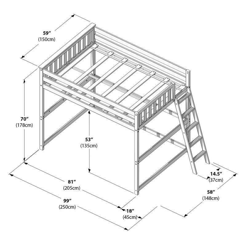 Max and Lily Full-Size High Loft Bed