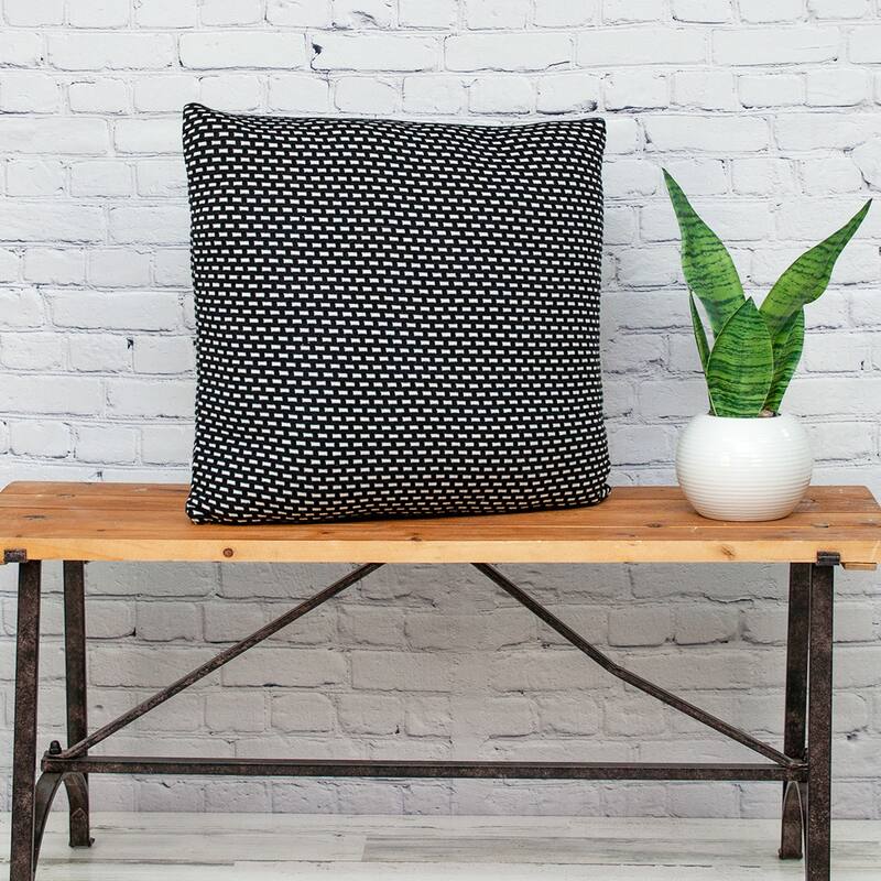 20" Black and White Rectangles Textured Square Throw Pillow