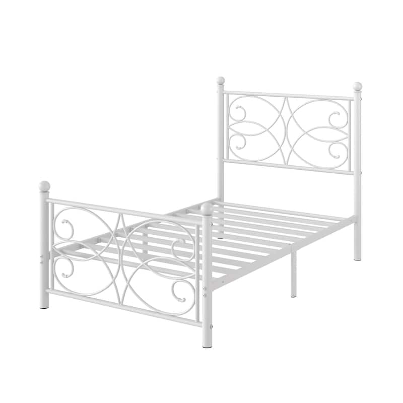 VECELO Metal Bed Frame with High Headboard and Footboard, Platform Beds with Heavy Duty Mattress Foundation