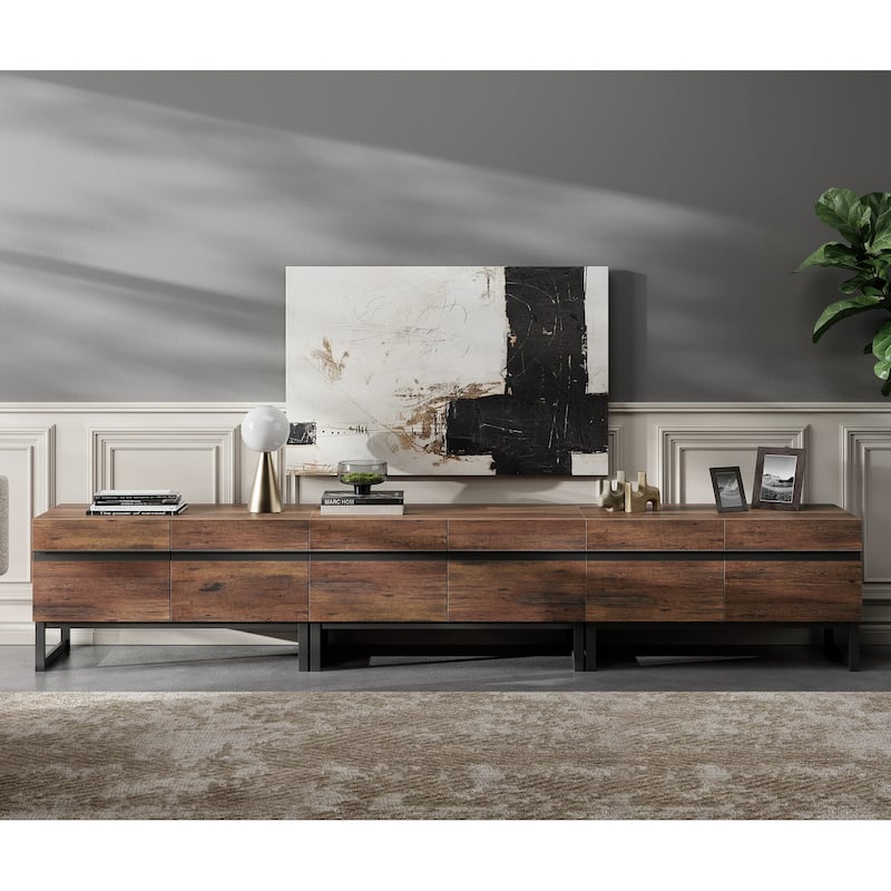 WAMPAT Modern TV Stand Entertainment Center TV Console with Storage Cabinets
