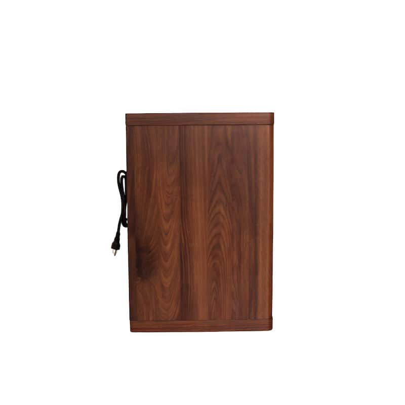 Fluted Bed Side Table End Table Nightstand with Drawer, Corner Table Walnut Lamp Table with Open Shelf