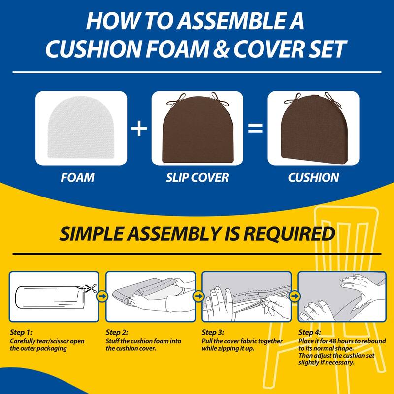 AAAAAcessories 17 in. X 16 in.Indoor Strap Non-slip Chair Cushion for Multi-scenario Setups (2 Pack) - N/A