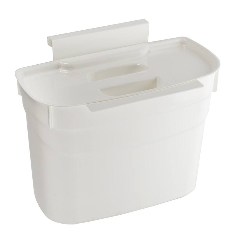 Plastic Hanging Trash Can Wastebasket for Kitchen, Bedroom, Office - White