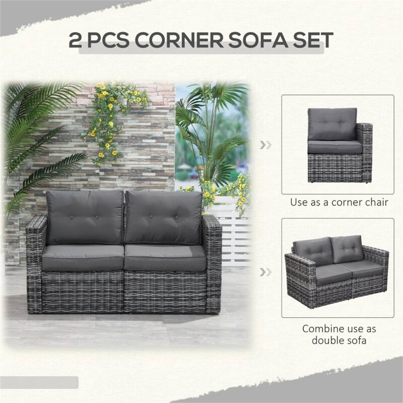2-Piece PE Rattan Outdoor Corner Sofa Set with Rust-Resistant Steel Frame and Comfortable Cushions - 1 Piece
