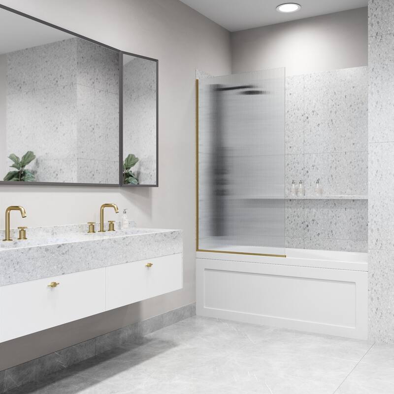 VIGO Zenith 34" W x 62" H Frameless Fixed Tub Screen Door