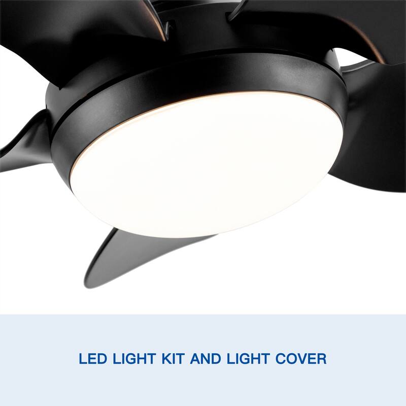 30" Intergrated LED Ceiling Fan Lighting with Matte Black ABS Blade