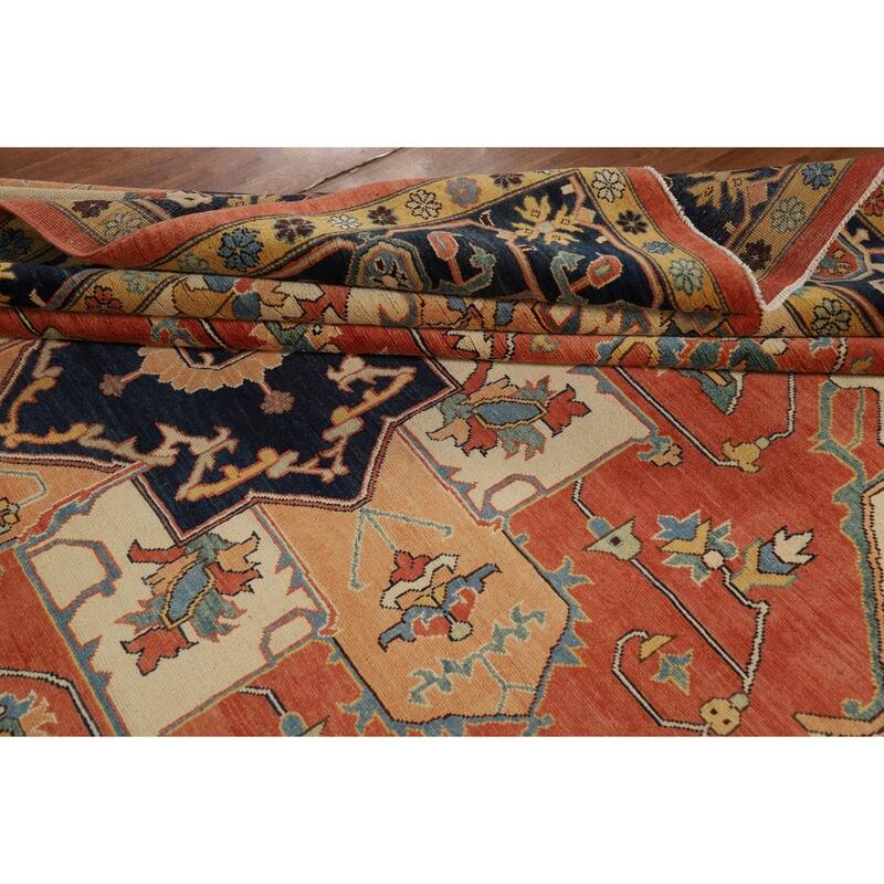 Vegetable Dye Heriz Serapi Oriental Area Rug Handmade Wool Carpet - 9'2" x 11'11"