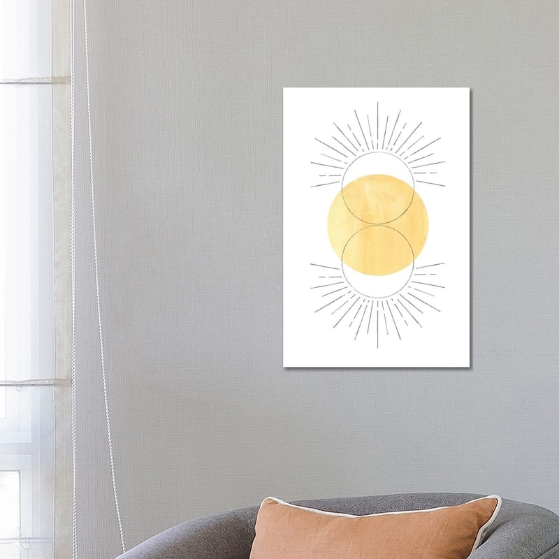 iCanvas "Mustard Yellow Sun, Abstract Art" by Whales Way Canvas Print - 26x18x1.5