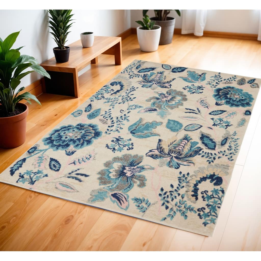 HomeRootsFloral Cottage Rectangle Area Rug - 72' X '48' X '0.5