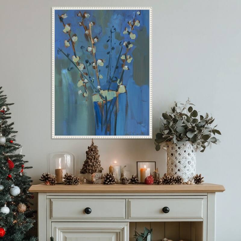 Winter Willow II by Erin McGee Ferrell (23 x 30 in.), Framed Canvas Wall Art Print - Sylvie Beaded White