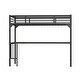 preview thumbnail 2 of 10, Twin Loft Bed with Desk, Ladder and Guardrails, Bookdesk Under Bed in Black