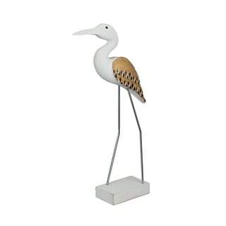 15 Inch Carved White Painted Wood Bird Statue Home Coastal Sculpture ...