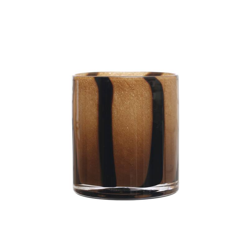 Glass Candle Holder with Stripes