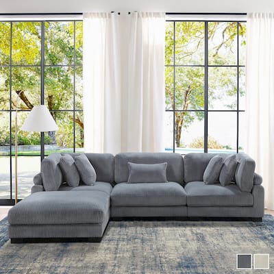 Braidy Corduroy 4-Piece Modular Sectional with Ottoman