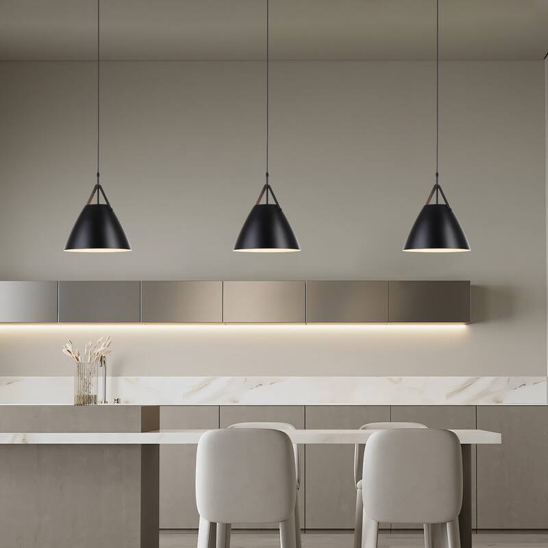 Alicia 14" 1-Light Wide Nordic Industrial-Style Strap Mini Pendant Lamp